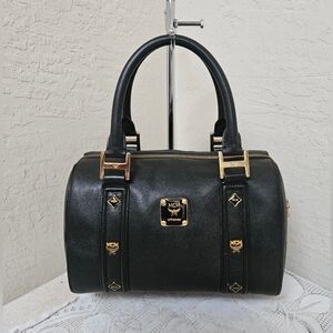 MCM Black Boston Medium Handbag Satchel AUTHENTIC